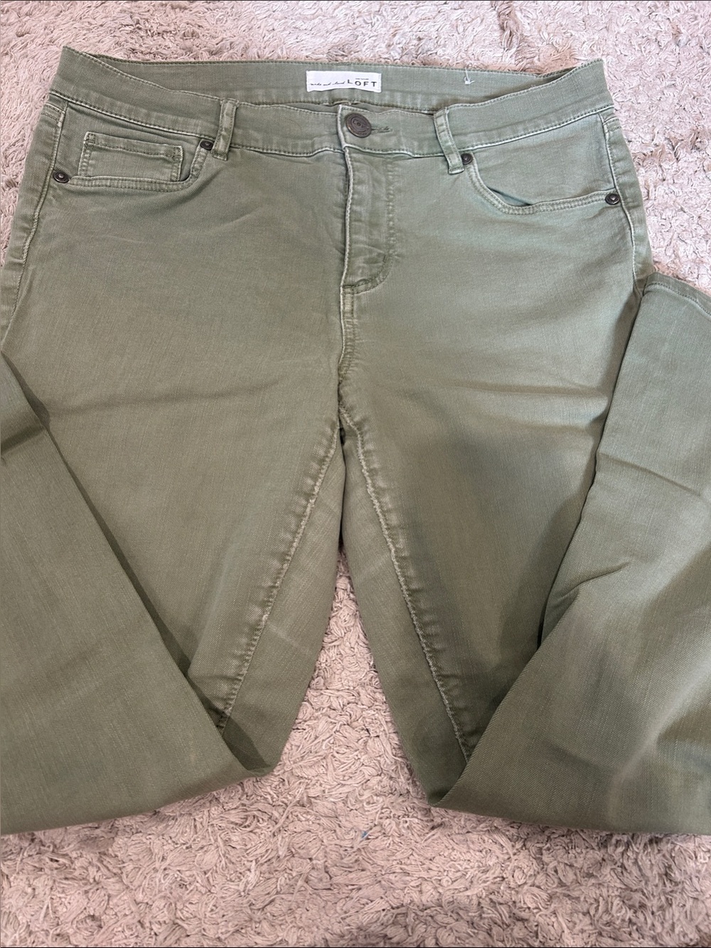 LOFT Olive Green Skinny Crop Cotton Jeans